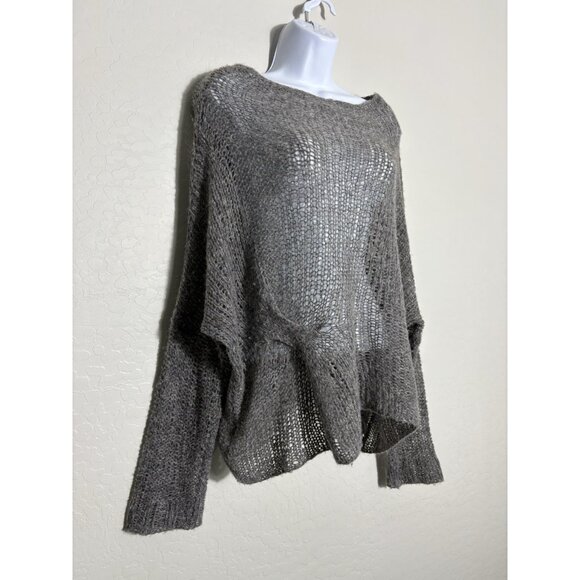 Eileen Fisher Loose Knit Boxy Alpaca Wool Blend Sweater Minimalist Gray S/P - Picture 2 of 8